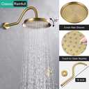 Brushed-Gold Antique Shower-system with Tub Spout: 9 inch Rain Faucets Set in Wall, Rainfall Head and Handheld Spray, 3 Way Diverter Brass Valve with Trim Kit