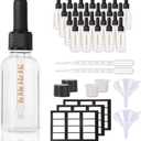 24P,1oz Glass Dropper Bottles for Oil with Small Funnel,Small Travel Containers Tincture Bottles with Dropper, ClearBlack+Scale