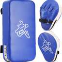 WUWEOT Boxing Focus Pads and Taekwondo Pad, 15.5 x 8 Blue, 2-in-1 Punching Mitts Kick Pack Set, Martial Arts MMA Kicking Shield Training for Men Women Gym
