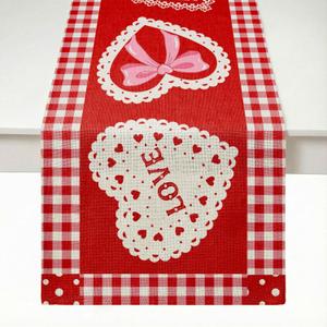 Valentine's Day Table Runner 13 x 72 Inch,Rustic Kitchen Dining Table Decoration Romantic Anniversary Wedding Decor for Indoor Outdoor Home Party Couples Gifts