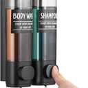 Shampoo and Conditioner Dispenser,GlintGath Shower Dispenser 2 Chamber No Drill Shampoo Dispenser for Shower Wall Mounted Shower Soap Dispenser for Bathroom Hotel,2 * 300ML,Matte Black