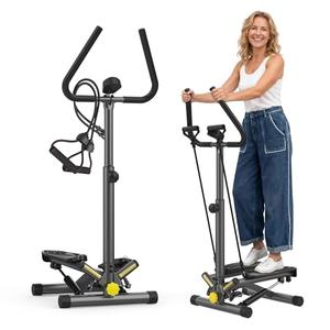 ZIWWVY Stepper Machine with Resistance Bands & Handlebar, Mini Stepper with 300LBS Weight Capacity, Twist Stepper for Full Body Workout, Adjust Step Height, Smooth & Quiet, Step Machine for Men Women