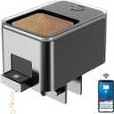 WiFi Automatic Fish Feeder for Aquarium, Food Dispenser for Fish Tank with App Control, Rechargeable Battery and USB Powered, Suitable for Small Tank Pelleted Food, Black