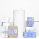 Ubbi Diaper Changing Value Gift Set, Includes White Diaper Pail, Absorbing Gels, Travel Changing Mat, Pail Waste Bags, On-the-Go Waste Sacks & Bag Dispenser, & Baby Wipes, Baby Registry Gift
