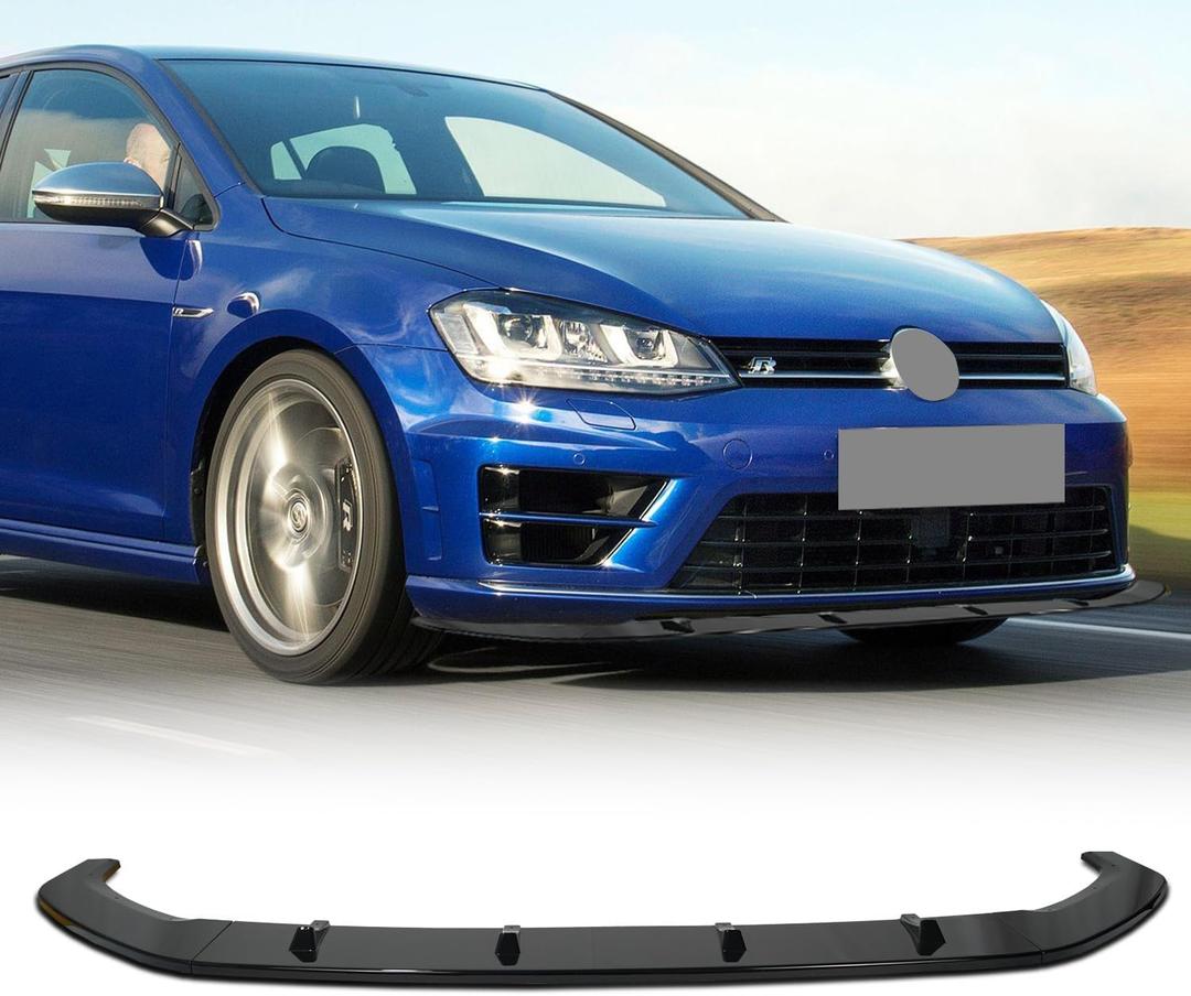 Front Bumper Lip Compatible with 2013-2016 Volkswagen Golf 7 MK7 GTI R Rline,Glossy Black/Carbon Fiber Look Splitter
