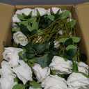 Hananona Artificial Roses in Bulk, Fake Silk White Roses Realistic Roses for Wedding Centerpieces Flower Arrangement Home Decor (100, White)