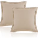 Homiest Beige Euro Sham Covers 26x26 Inch, Set of 2, Wide Flange | Premium Microfiber, 2 Inch Wide Flange, Soft And Breathable, Envelope Closure, Wrinkle And Fade Resistant, Machine Washable