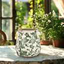 Ceramic Green Scroll Planter 6.5 Inch Chinoiserie Floral Vase with Drainage Holes Vintage Flower Vase Flower Pot Rustic Ceramic Pots for Indoor Plants Flowers Garden Home Bookshelf Decor