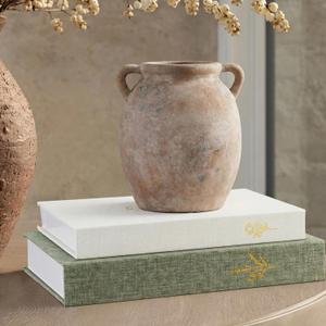 Cinnvoice Set of 2 Aesthetic Decorative Books Linen Boxes Enhance Your Coffee Table Bookshelf Mantle Decor Beautiful Fake Faux Books for Vintage Home Decoration Photo Storage(Sage Green Beige)