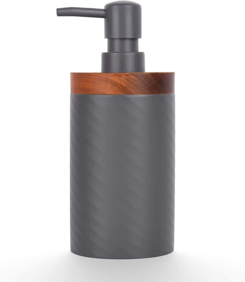 380ml (13oz) Gray, Durable Leakproof 1 Pack, Refillable Eco-Friendly Hand Soap Dispenser for Home, Salon, and Bathroom - BPA Free, Wide Mouth Design