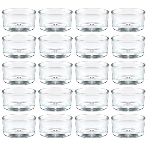 UPlama 36 Pack Clear Glass Tealight Candle Holders, 1.8 Inch Wide x 1 Inch High, for 1.5" Tealights, Bulk for Wedding Centerpieces, Party, Dinner, Home Decor