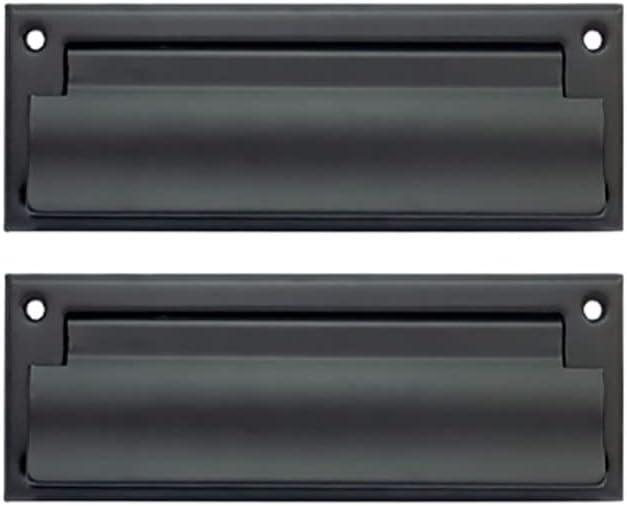 QCAA Solid Brass Mail Slot, with Solid Brass Interior Frame and Solid Brass Back Plate, 8-7/8''X2-7/8, Matte Black, 1 Pack, Made in Taiwan