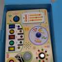 JoyCat Busy Board with Led Light, Toddler Toys for 1 2 3 4 Year Old Boys and Girls, Wooden Sensory Toys with Music, Travel Toy for Toddlers 1-3, Birthday Presents (Yellow)