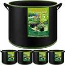 NACHLYNN 5-Pack 7 Gallon Grow Bags Thickened Nonwoven Fabric Pots with Handles Heavy Duty Aeration Fabric Pots Plant or Fruits Flowers Plant for Gardening