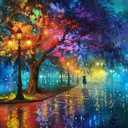 5DDIYART Evening Walk on Rainy Day Street Paint by Numbers for Adults Beginner, Paint by Number Kits on Canvas, Easy Acrylic Oil Painting Home Wall Decor 16x20inch