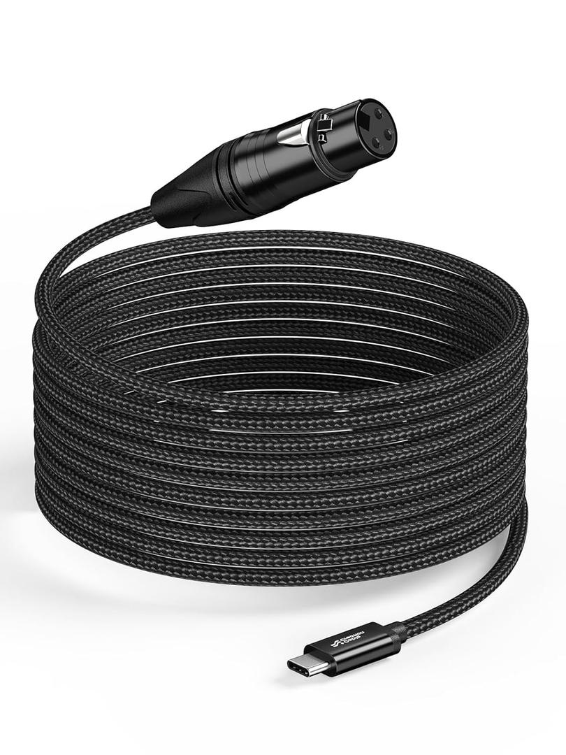 CableCreation XLR to USBC Mono Recording Cable 10ft,XLR Female to USB Type C for Professional Recording, Not Speakerphone Cable, Do Not Used in Reverse.