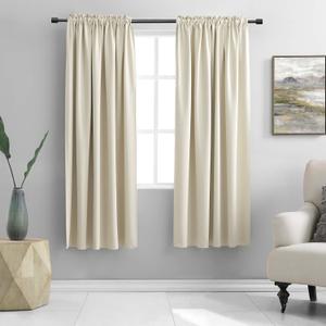 DONREN Thermal Room Darkening Draperies Window Curtain Panels - Easy Care Solid Rod Pocket Curtains for Dining Room (42 W x 72 L,2 Panels,Cream Beige)