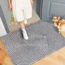 Door Mat Indoor Outdoor Front Door Entrance, Water, Stain and Dirt Resisitant Doormat, Low-Pile Non-Slip Sturdy Welcome Mats, 24"35", Grey (Spiral Pattern) (2' x 2'11" (Rectangular))