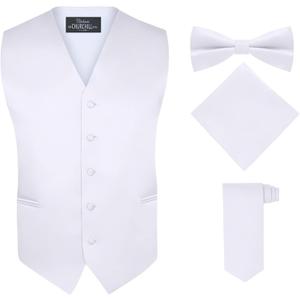 S.H. Churchill & Co. Men's 4 Piece Vest Set, with Bow Tie, Neck Tie & Pocket Hankie S