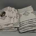 COLLACT Boho Curtains Linen Curtains Blue Geometric Striped Printed Drapes 96 Inches Long for Living Room Farmhouse Rustic Patterned Drapes Light Filtering Grommet Window Treatments 2 Panels 