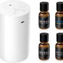 Airversa Waterless Essential Oil Diffuser Starter Kit with 4 x 10mL Hotel Scent Fragrance Oil, Battery Operated Mini Scent Air Machine Portable Diffuser for Home Car Office, AN8 Kit White
