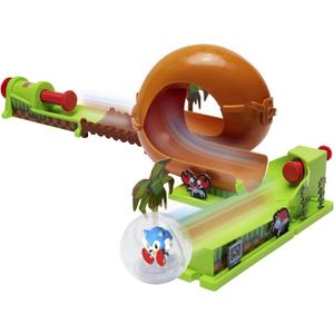 Sonic The Hedgehog Pinball Green Hill Zone , Track Play Set, 9 Piece, with Looping Action & Automatic Bumper Exclusive Sonic Sphere Included, for Ages 3+