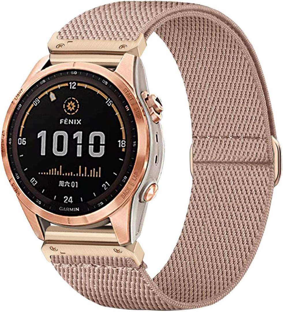 Stretchy Watch Bands Compatible with Garmin Fenix 8 43mm/Fenix 7S / Fenix 6S / Fenix 5S / epix Pro 42mm, Quick Fit 20mm Nylon Elastic Fabric Strap for Garmin Approach S70 42mm