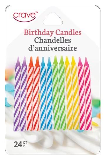 Crave Striped Multi Color Party Candle 24 Count