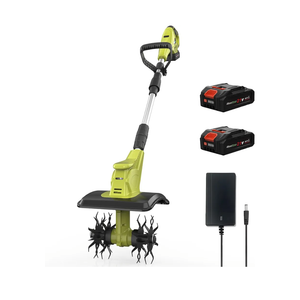 20V Cordless Tiller Cultivator with 48 Steel Tines, 9-inch Wide Battery Powered Garden Cultivator, Mini Tiller for Lawn/Gardening/Soil Cultivation(2*2Ah Battery and Fast Charger Included)