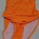 SUUKSESS Women Sexy Halter One Piece Swimsuits Ruffle Tummy Control Bathing Suit (#1 Orange), XL