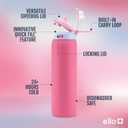 Ello Pop & Fill 22oz Stainless Steel Water Bottle with Quick Fill Technology, Double Walled and Vacuum Insulated Metal, Leak Proof Locking Lid, Sip and Chug, Reusable, BPA Free, Cherry Breeze