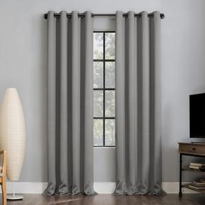 Sun Zero Nordic 2-pack Theater Grade Extreme 100% Blackout Grommet Curtain Panel Pair, 52" x 96", Silver