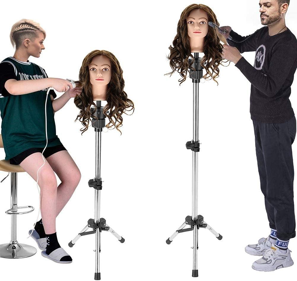 GOTOTOP Mannequin Head Tripod Stand,Wig Tripod Stand Mannequin Head Tripod Stand Adjustable Hairdressing Training Head Rack Hair Mannequin Head Holder for Salon
