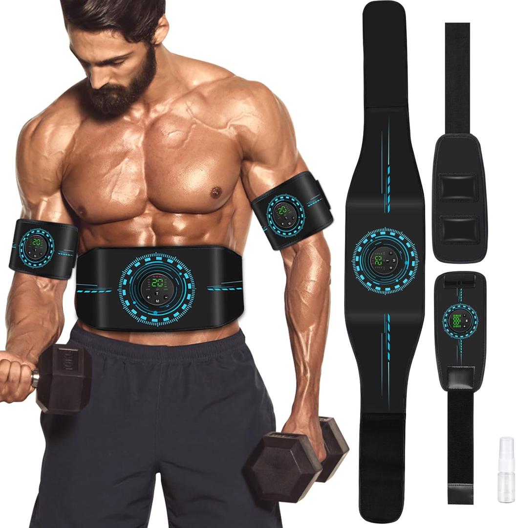 ABS Stimulator Muscle Toner, AB Machine for Abdomen/Arm/Leg, Muscle Stimulator for Muscle Growth, Ab Toning Belt Muscle Stimulator for Men and Women 3 Pack