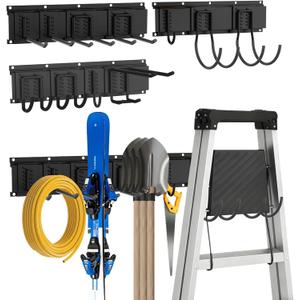 Garage Tool Organizer Wall Mount, Easy to 64inch Install Heavy-Duty Garage Storage System with 11 Adjustable Hooks, Garden Tool Rack for Shovels, Rakes, Yard Tools
