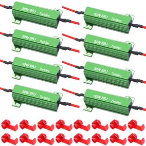 Twidec/8Pcs 50W 8Ohm LED Load Resistors For Fix LED Hyper Flash Turn Signal Light Bulb Fast Blink Error Code RX24-50W8-8X