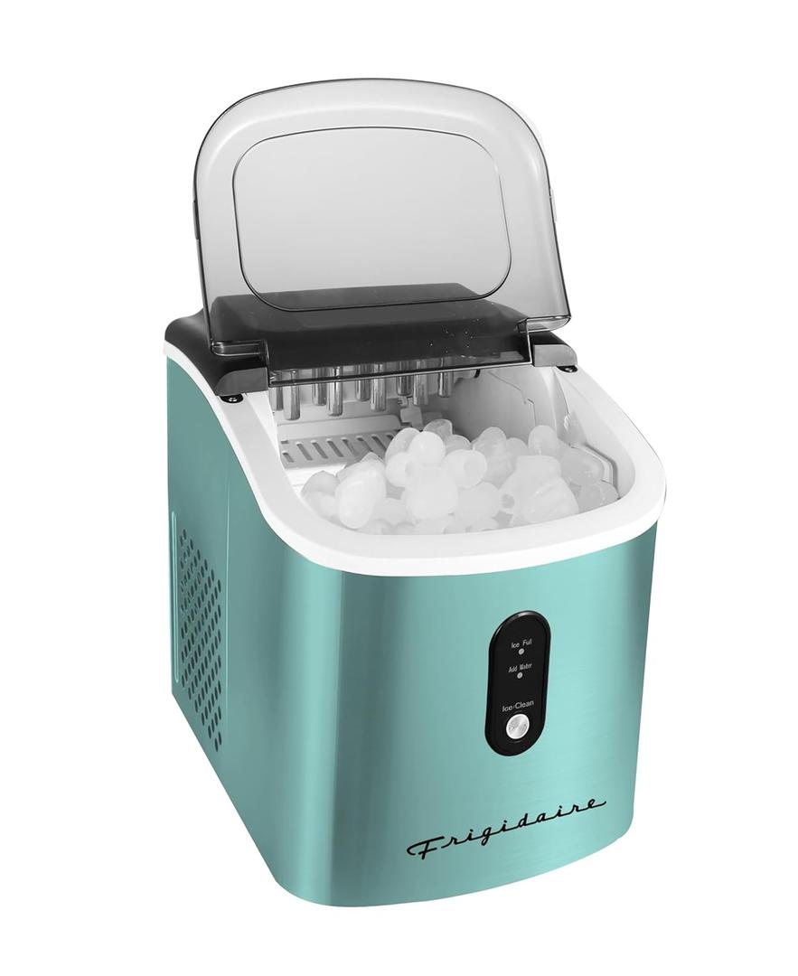 Frigidaire EFIC103-AMZ-SC Counter Top Maker with Over-Sized Ice Bucket, Stainless Steel, Self Cleaning Function, Heavy Duty, Stainless