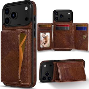 LOHASIC for iPhone 17 Pro Max Case Wallet, 7 Slots & RFID Blocking, Leather Cover for iPhone 17 Pro Max Wallet Case with Card Holder for Men Women, Brown