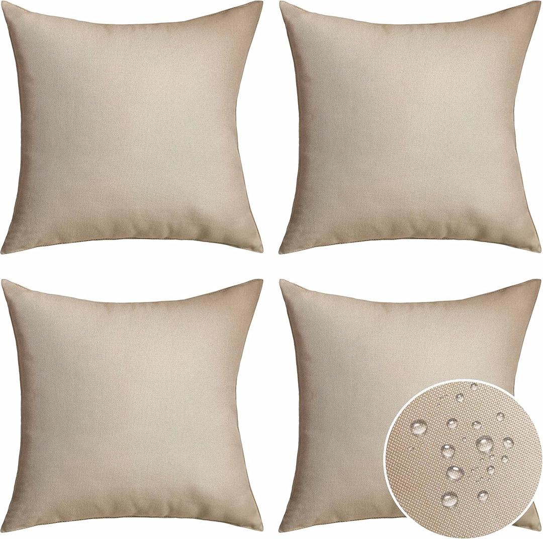 Home Brilliant Pillow Shams Outdoor Pillows Covers Linen Decorative Throw Pillow Cover, 20x20 inch(50cm), 4 Pcs, Light Linen