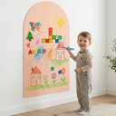 Magnetic Board for Kids, 40" x 18" Magnetic Arch Wall Decal, Peel and Stick Chalkboard Contact Paper, Self Adhesive Whiteboard Sticker, Easy to Write & Clean for Playroom Home Office