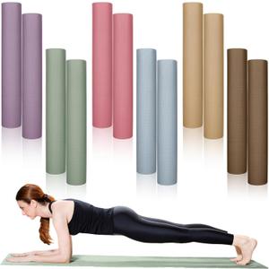Timgle 12 Pack Yoga Mat Bulk, 4mm Thick Extra Long Sports Mat Anti Slip Tear Resistant Yoga Exercise Set for Fitness Stretching Home Workout Gym and Studio (68" X 24", Light Color)