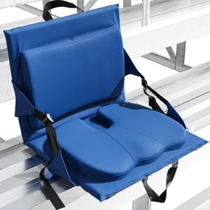 Everlasting Comfort Stadium Seats with Back Support - Adjustable Memory Foam Bleacher Chairs with Back and Cushion, Portable, Easy Folding Stadium Seat Cushion with Storage Pocket, Blue