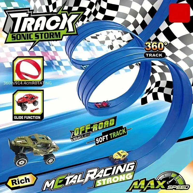 A Multi-Piece Racing Track Toy Set That Allows for Free Assembly of 360-Degree Rotating Tracks, Designed to Develop Intelligence And Enhance Hands-On Skills. It's a Great Interactive Product for Parents And Friends