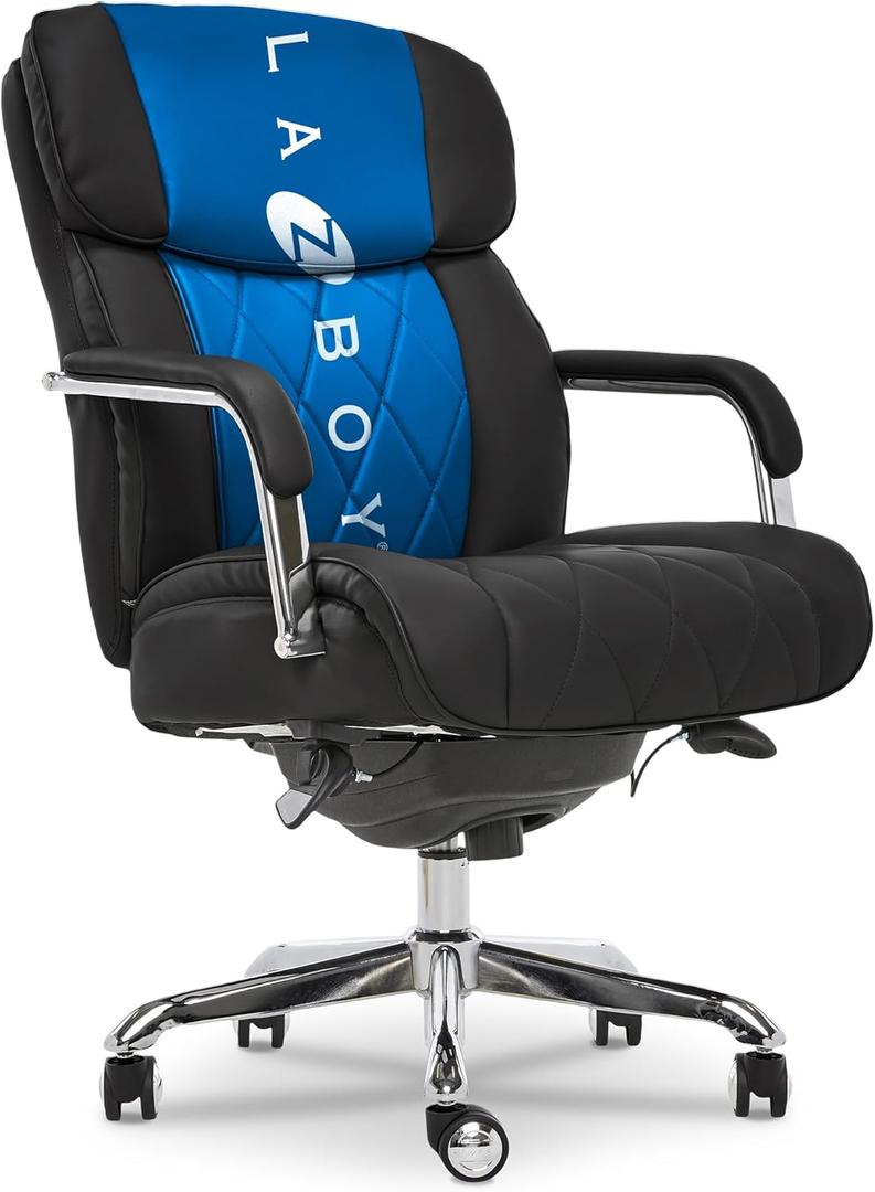 LaZBoy Sutherland Ergonomic Faux Leather Swivel Computer and Desk Chair, Black (CHR10048A)