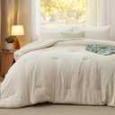 Bedsure Oversized King Comforter Set, Cream Soft Prewashed Bedding for All Seasons, 3 Pieces GentleSoft Bed Set, 1 Lightweight Comforter (120"x98") and 2 Pillowcases (20"x36")