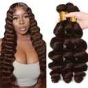 #4 Brown Bundles Human Hair Loose Deep Wave Bundles Human Hair 18 20 22 Inch Unprocessed Brazilian Virgin Hair Dark Brown Loose Wave Bundle Human Hair Extensions 3 Bundle 150 Gram