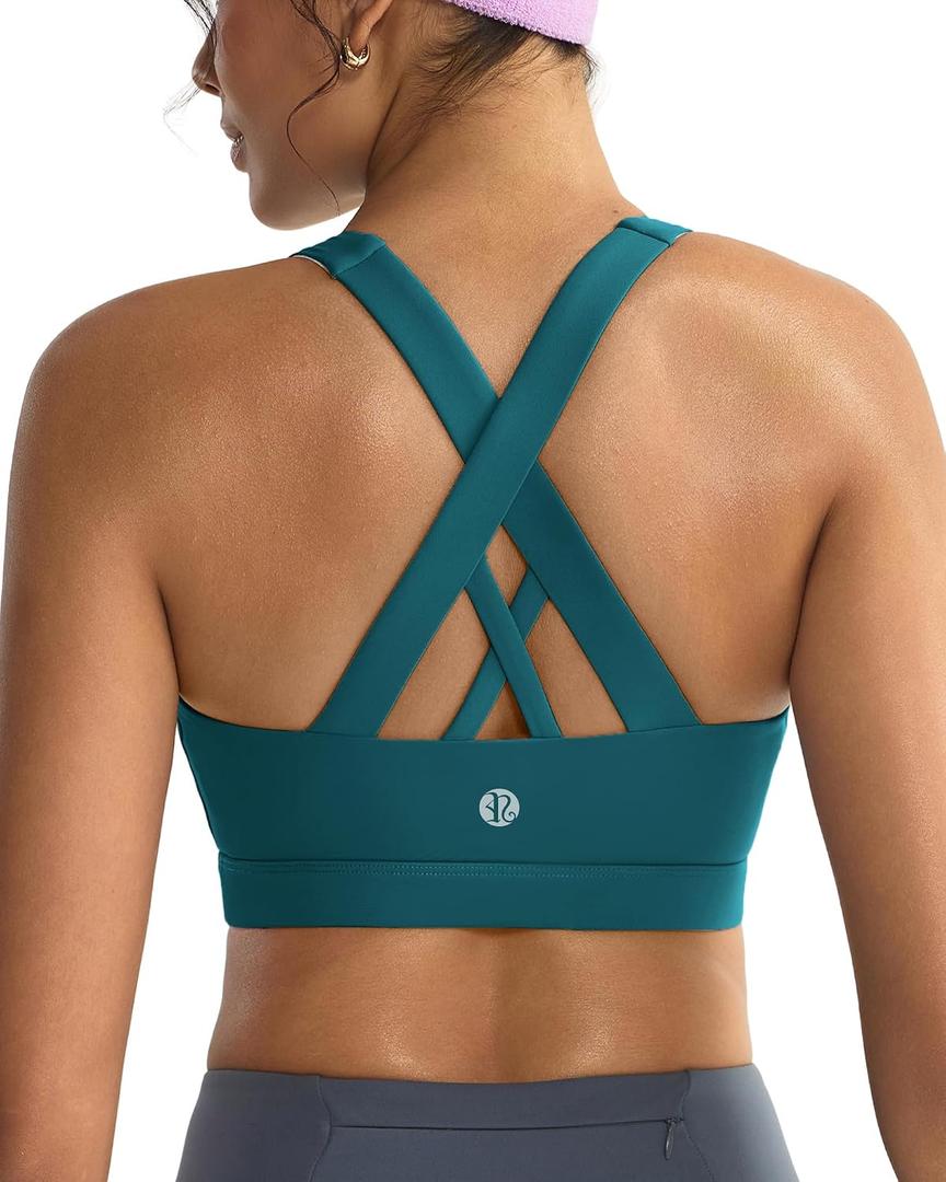 2 x RUNNING GIRL Sports Bras for Women,Padded Strappy Sports Bras Criss-Cross Back Medium Support Sports Bras with Removable Cups (XXXL)