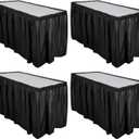 Breling 4 Pcs Plastic Table Skirt 29 Inches x 14 ft Disposable Table Skirt for Rectangle Tablecloth Wedding Shower Birthday Party Banquet(Black)