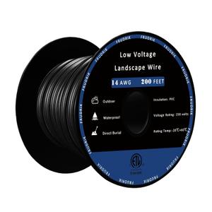Low Voltage Landscape Lighting Wire - Outdoor Direct Burial Underground Low-Energy Circuit Cable (14/2 Black, 200ft)