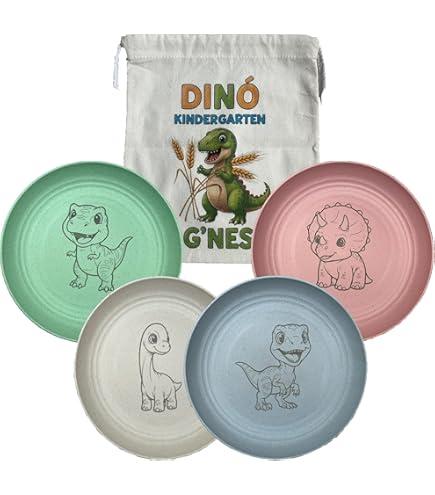 Dino Kindergarten Plates With Carrying Bag